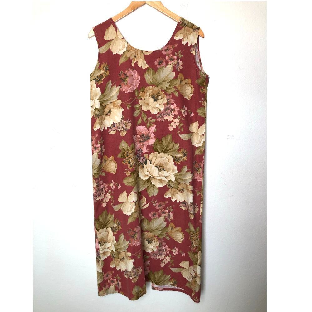 Vintage Nicole Marie Sleeves Floral Maxi‎ Dress Straight Line 90's Style Sz: M